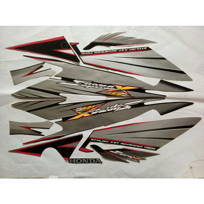 stiker striping honda supra x125 2005-2006 - hitam silver