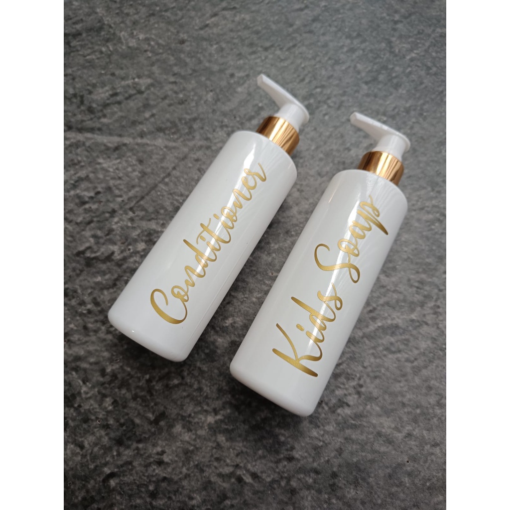 WHT-251 Botol Sabun Cair Pump Putih Glossy Gold Aesthetic 250mL Luxury Estetik Free Label - Gold Ring