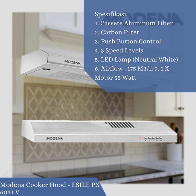 Modena Cooker Hood ESILE PX 6031 V Penghisap Asap Dapur