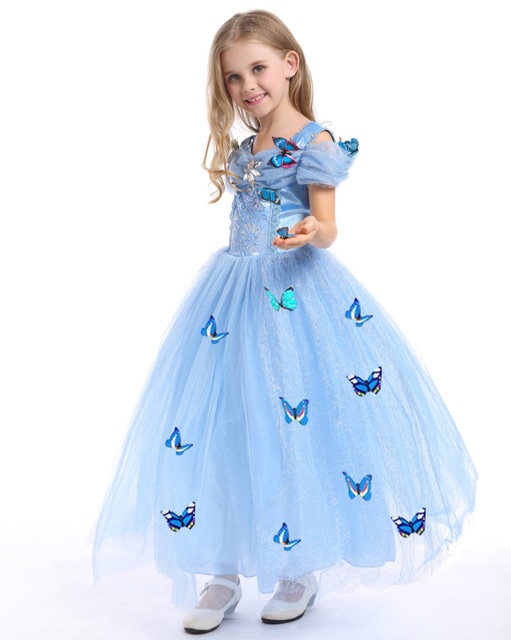 GA2259 PREMIUM CINDERELLA DRESS BLUE / gaun princess anak / dress ulang tahun