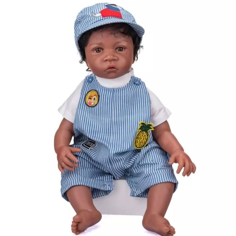 Boneka Bayi Reborn Kulit Hitam anak Laki-laki 60 cm premium silikon