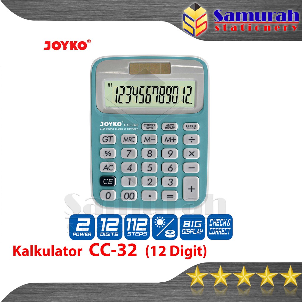 

Kalkulator Meja Joyko CC 32 / Mesin Hitung CC-32 / Calculator 12 Digit / Check Correct / Big Display