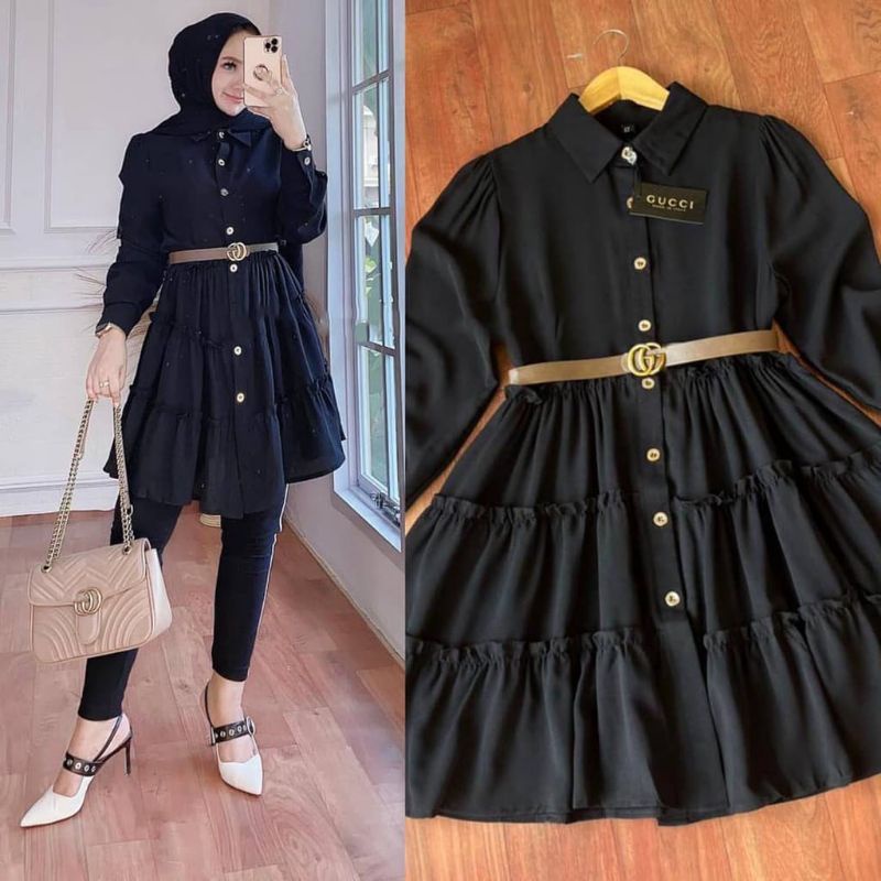 Baju Atasan Long Tunik Cewek Wanita Remaja Dewasa Murah Baju Tunik Kancing Depan