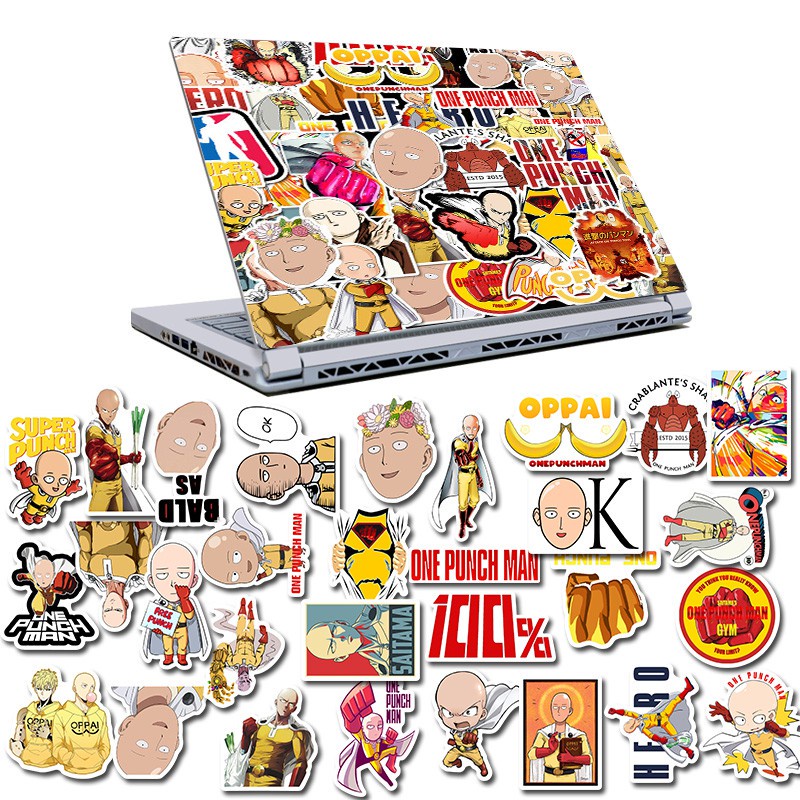 49pcs Japanese Anime ONE PUNCH-MAN Pvc Waterproof Sticker For Luggage Car Laptop Bicycle Motorcycle  Laptop Toys Stickers