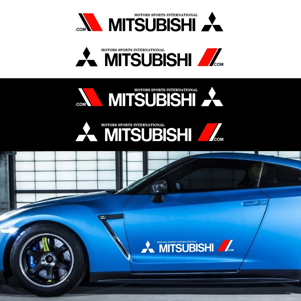 2pcs Stiker Vinyl Motif Mitsubishi Untuk Dekorasi Pintu Samping Mobil