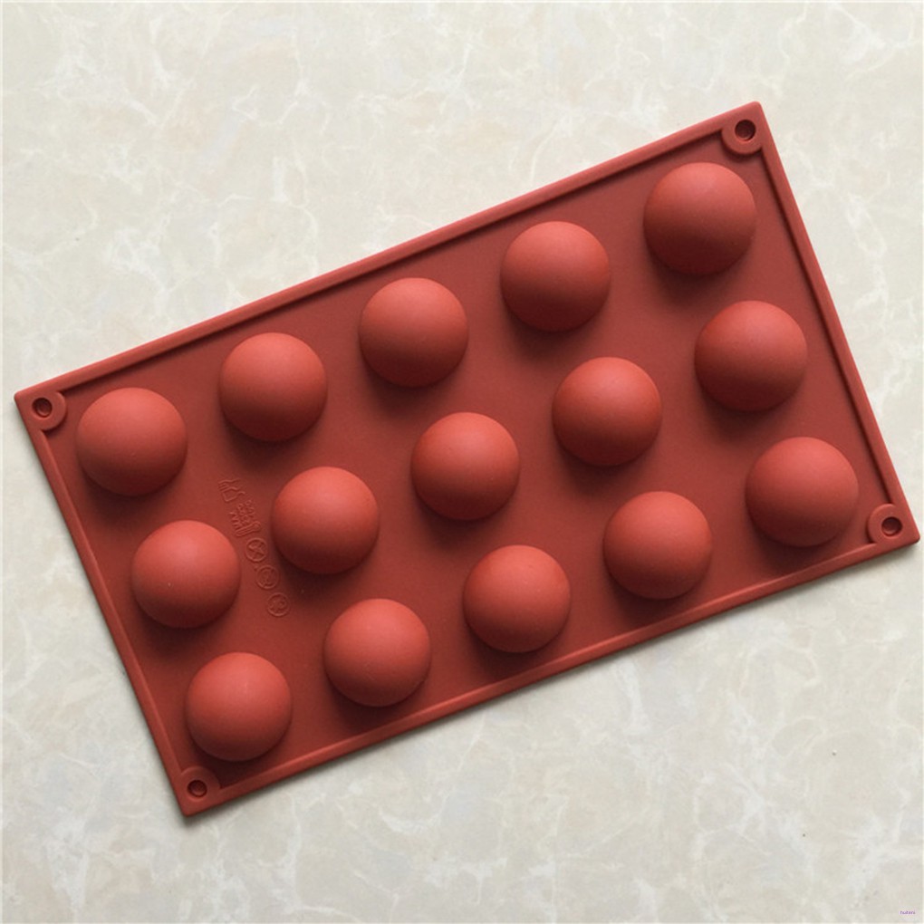 Cetakan Dengan Bahan Silikon Dan Model 15-kompartemen Bentuk Setengah Lingkaran Untuk Kue/Cokelat/Permen