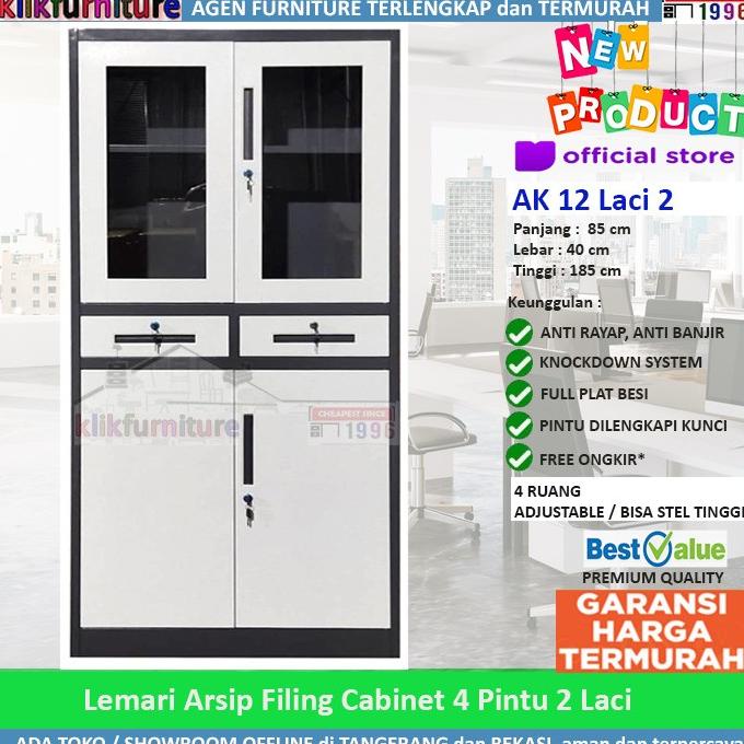 

SALE Lemari Arsip Filing Cabinet Besi 4 Pintu 2 Laci FC 2004