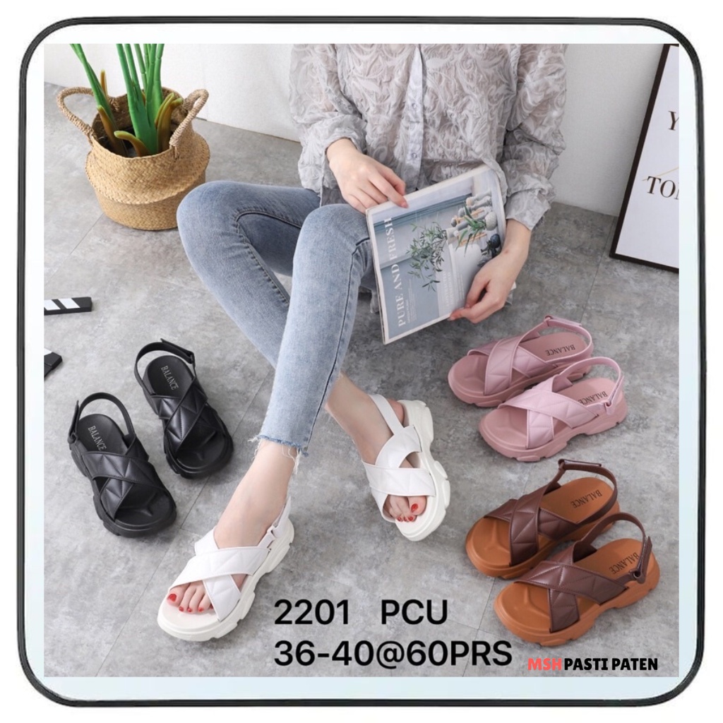 Sepatu Sandal Tali Wedges Impor Wanita Empuk Ori