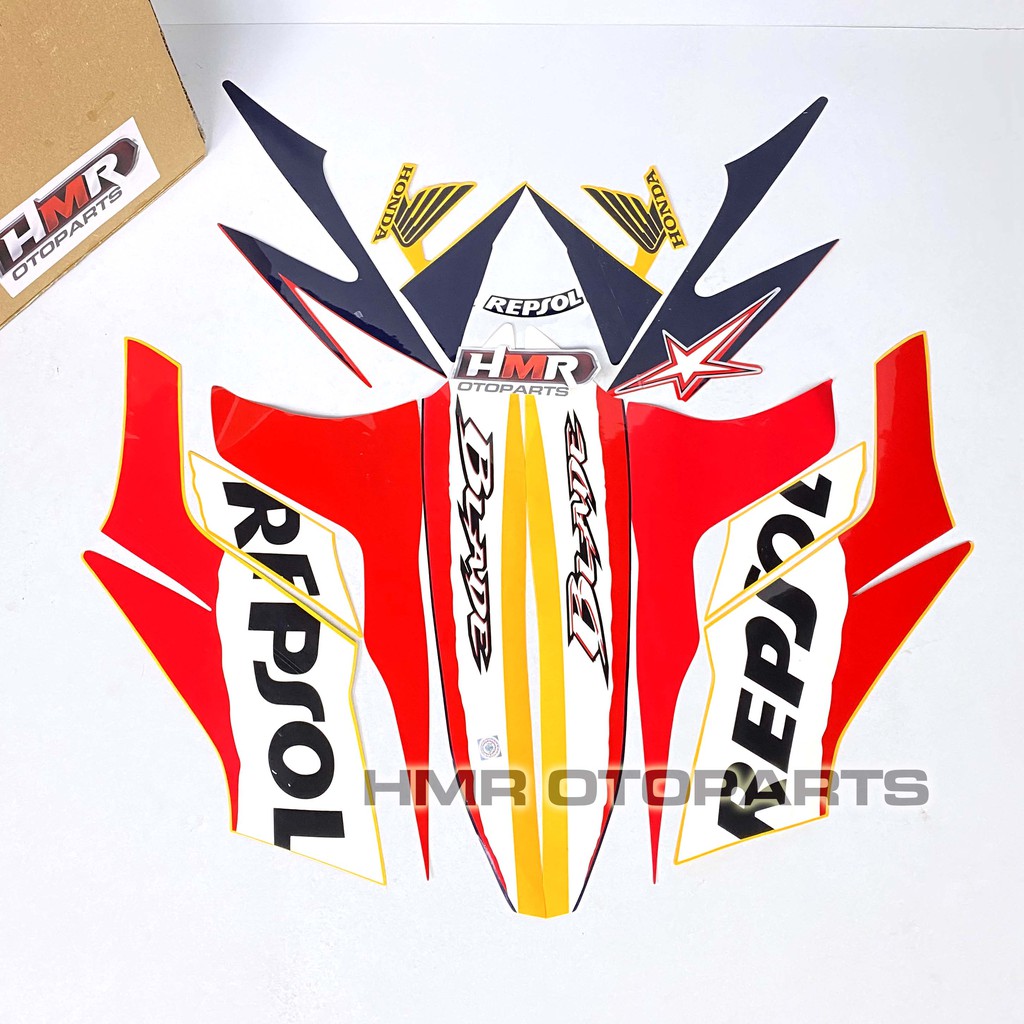 Striping Honda Blade 110 R 2009 Repsol Stiker Body Standar - Orange