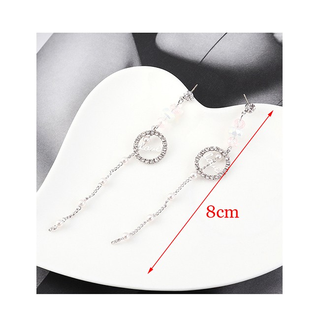 LRC Anting Tusuk Fashion 14k Gold Plated Gold Love Letter Small Circle Tassel S925 Silver Needle Ear