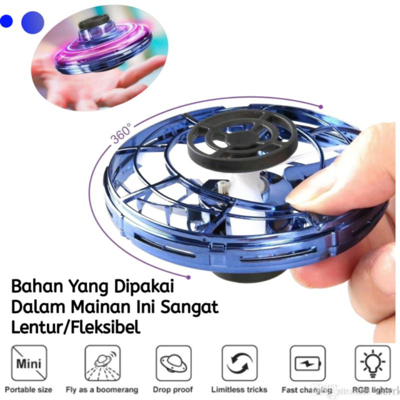 Dron Mini Mainan Bentuk UFO LED SPINNER FLYING
