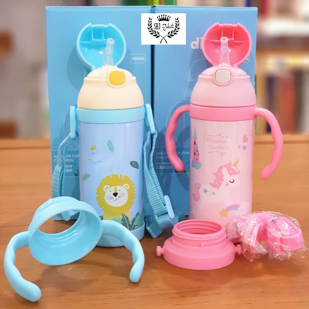 BOTOL MINUM ANAK MODEL TERMOS 304 STAINLESS diller 100% BPA FREE Dual Handle