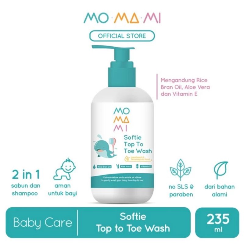 Momami Softie Top To Toe Wash 235 ml - Sabun 2in1 Shampoo &amp; Body Wash