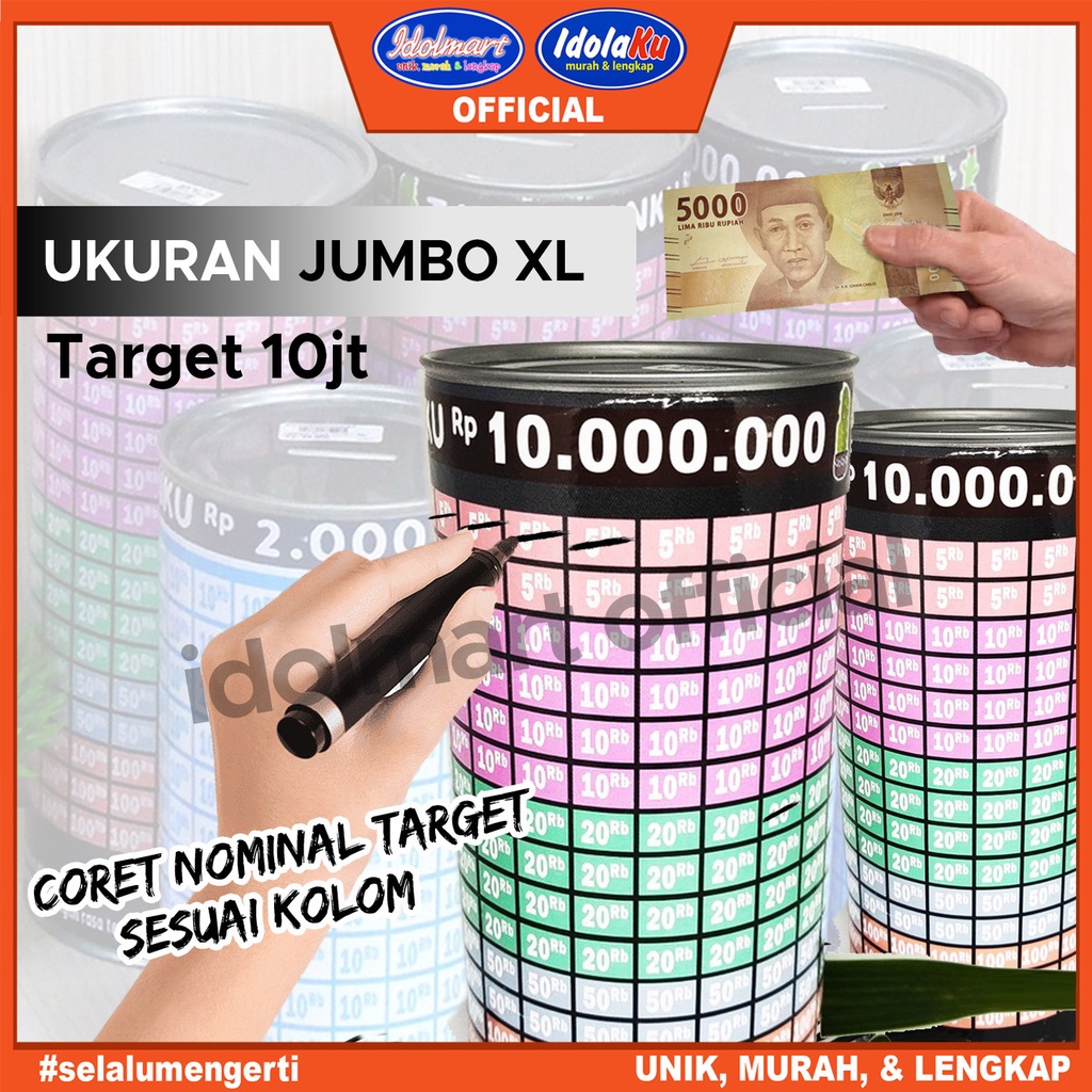 IDOLAKU Celengan Target / Celengan Terbaru / Celengan Viral Ukuran JUMBO