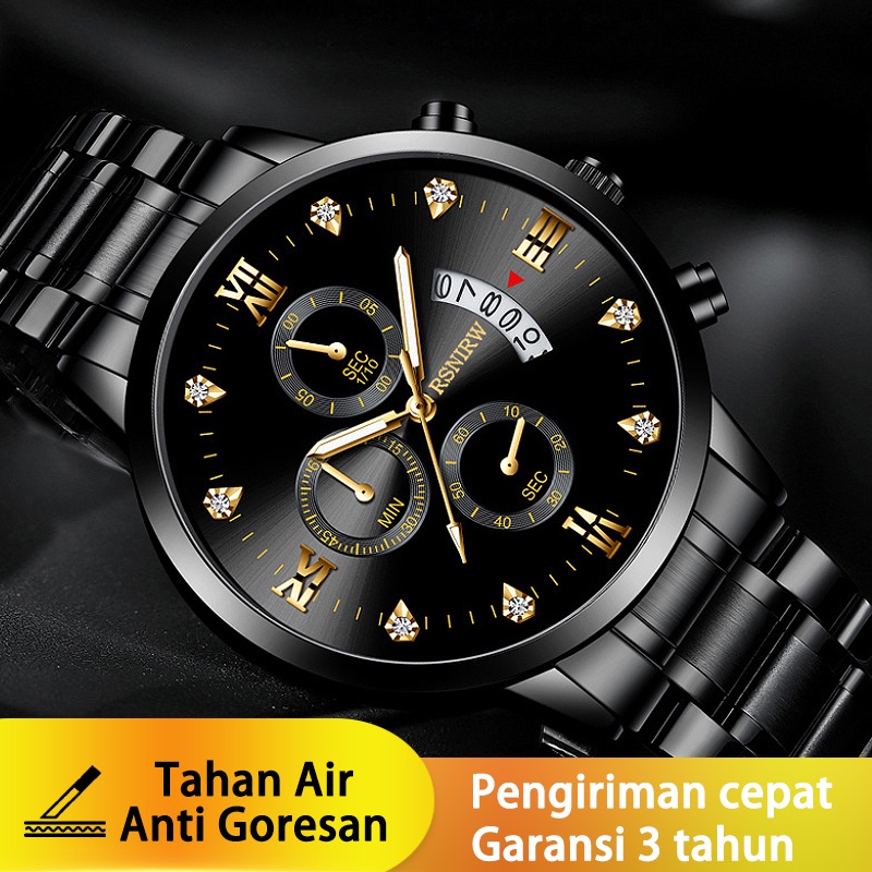 COD✔ Jam Tangan Pria RSNIRW Anti Air Original Luxury Metal Watch Kode 5080（Free BOX)