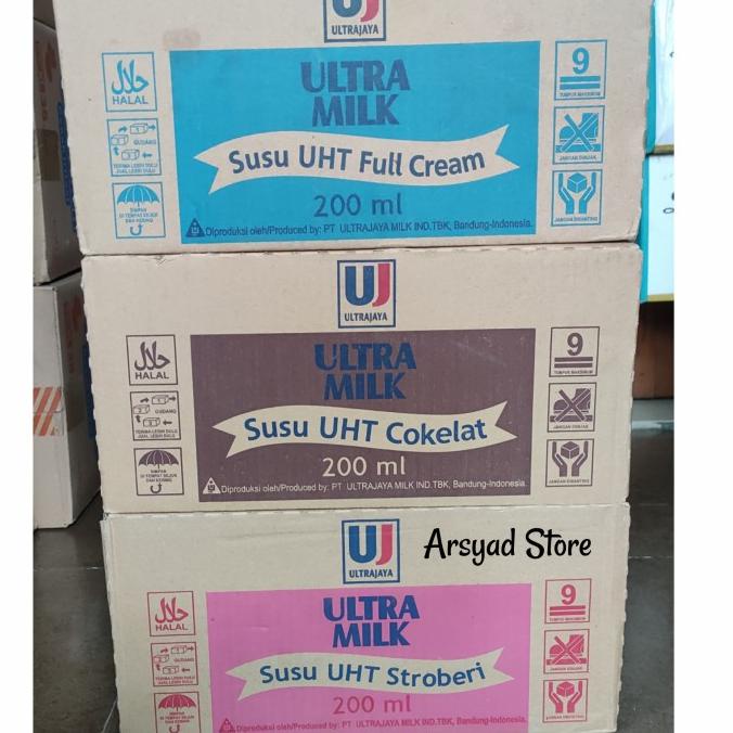 

(BISA COD) Ultra Susu UHT Dus 200 ML : coklat, stroberi, full cream BERMUTU Kode 553