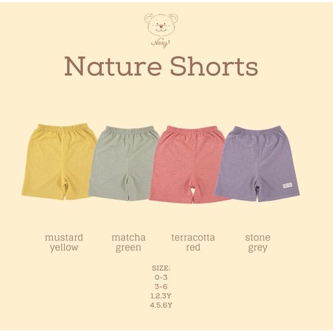 Nary Nature Shorts Size S,M,L/Celana pendek bayi