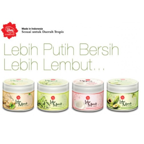 VIVA Lulur Mandi Brightening &amp; Moisturizing 225gr - Avocado Soybean Bengkuang Yogurt