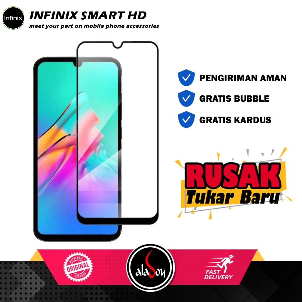 Case Infinix Smart HD Armor Fushion Transparent Casing + Tempered Glass Full Layar dan Skin Carbon