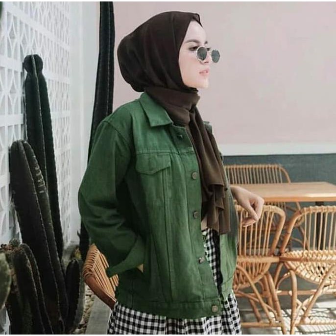 KUALITAS BAGUS JACKET JEANS HIJAU ARMY DENIM ZARA JAKET TEBAL IMPORT - HIJAU TUA KEBURU HABIS..