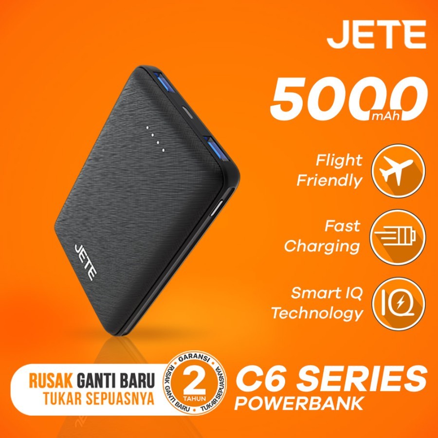 Power Bank JETE C6 Series 5000 mAh Real Capacity Garansi Resmi