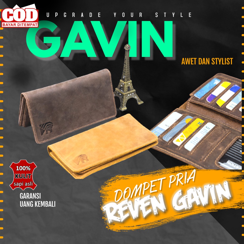 Dompet WALLET Kulit Asli Pria Panjang ORI ORIGINAL COWOK COWO BRANDED PREMIUM Reven Gavin Wallet