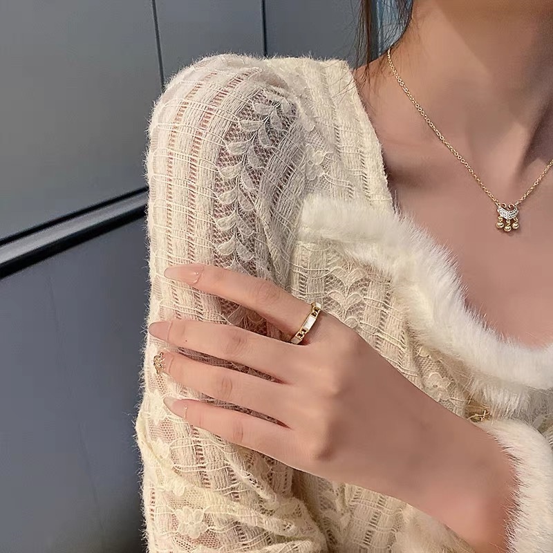 Cincin Model Terbuka Bahan Metal Warna Putih Untuk Unisex