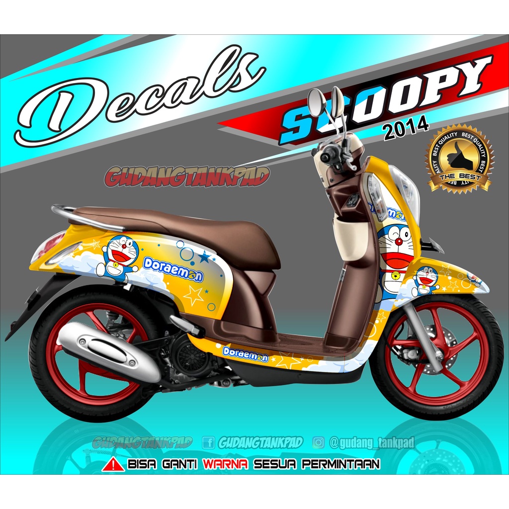 DECAL STIKER FULL BODY SCOOPY TAHUN 2014 MOTIF DORAEMON