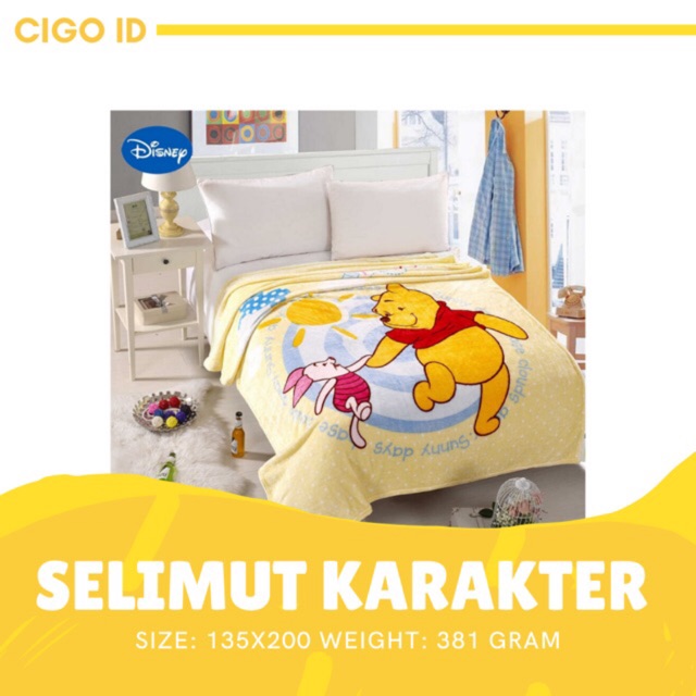 SELIMUT BULU KARAKTER PREMIUM UKURAN 135x200