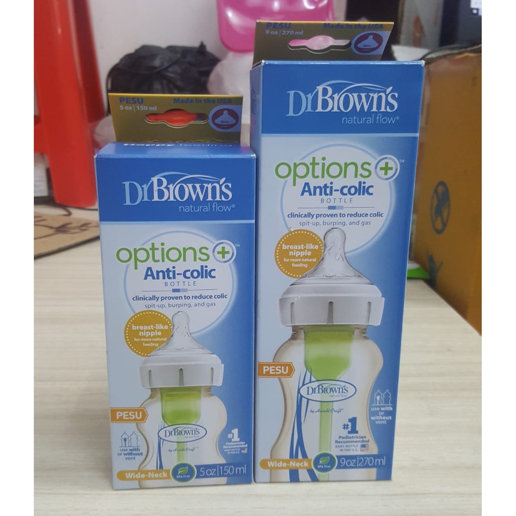 Dr Brown's Options+ Wide Neck PESU Bottle 150ml &amp;270ml isi 1