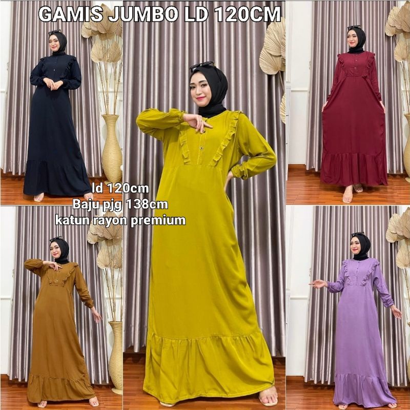 GAMIS JUMBO LD 120/ DRESS WANITA RAYON/GAMIS POLOS/ GAMIS TERBARU/DRESS PESTA