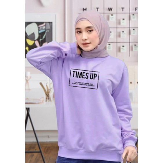 - Kaos Lengan Panjang  TIMES UP / Kaos Sweatshirt / Atasan Wanita / Atasan Wanita Lengan Panjang