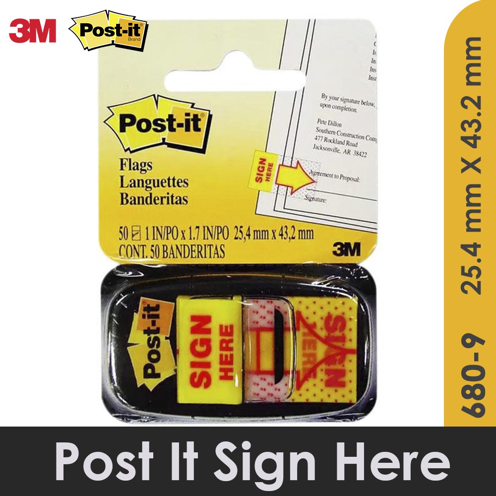 Ktmstore Post It 3M Sign Here 680-9 Sticky Note