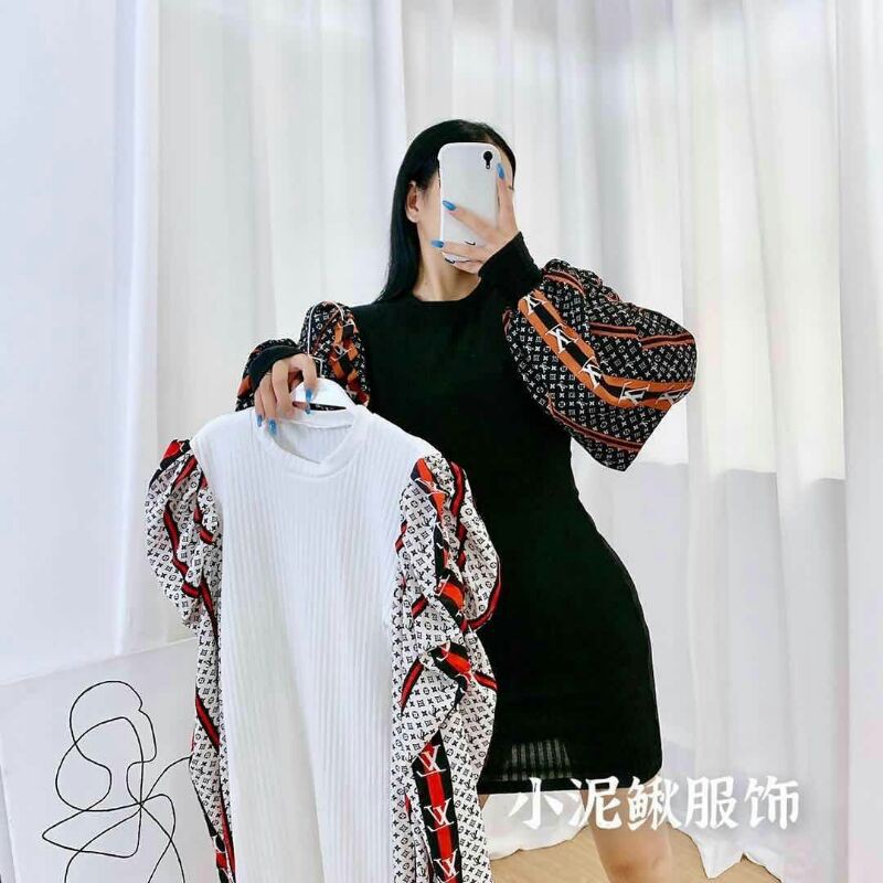 midi dress/tunik rajut impor lengan balon