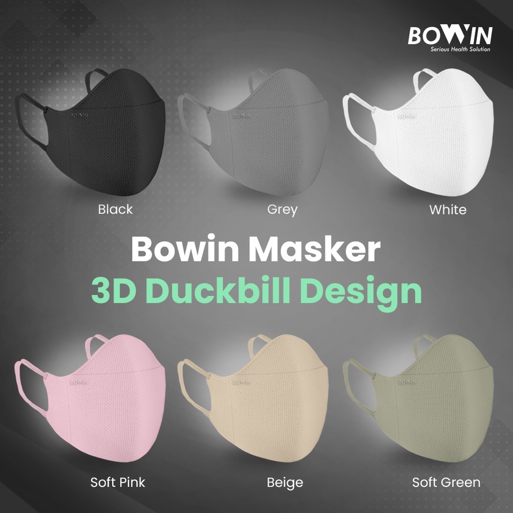 BOWIN Masker KN95 - DUCKBILL 3D (Filter ≥95% BFE PFE) Masker Medis / Masker Kesehatan (isi 3 / 10 pcs)