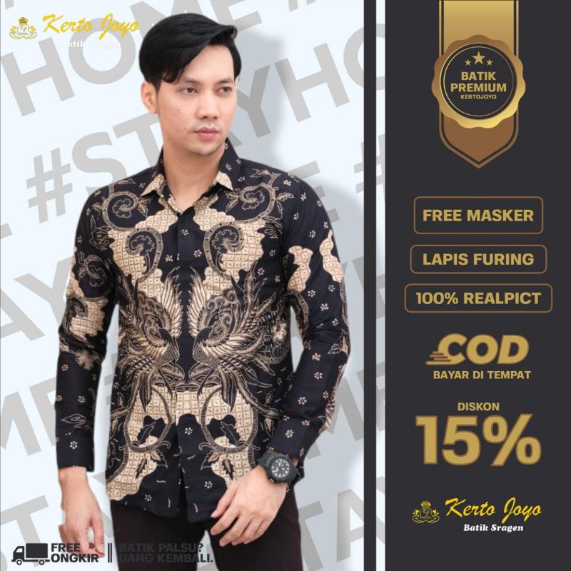 Batik Slimfit Pria Premium Bahan Katun Super Kemeja Batik Alisan Modern Lengan Panjang Original MTF1