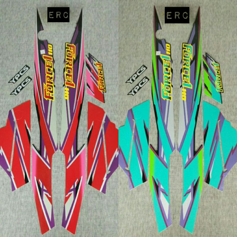 striping force 1 force1 sticker list bodi motor yamaha force 1 1995-1996  merah hijau  terlaris
