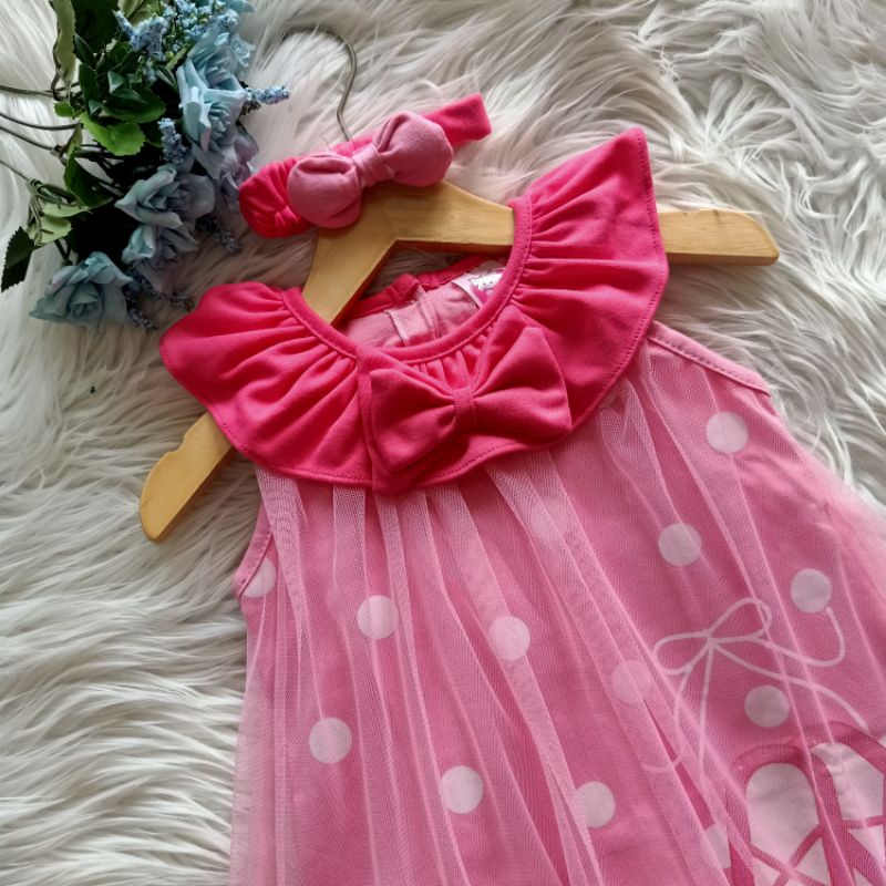 A025 Dress anak bayi 6-12 bulan / dress anak perempuan / dress bayi lucu-Pink