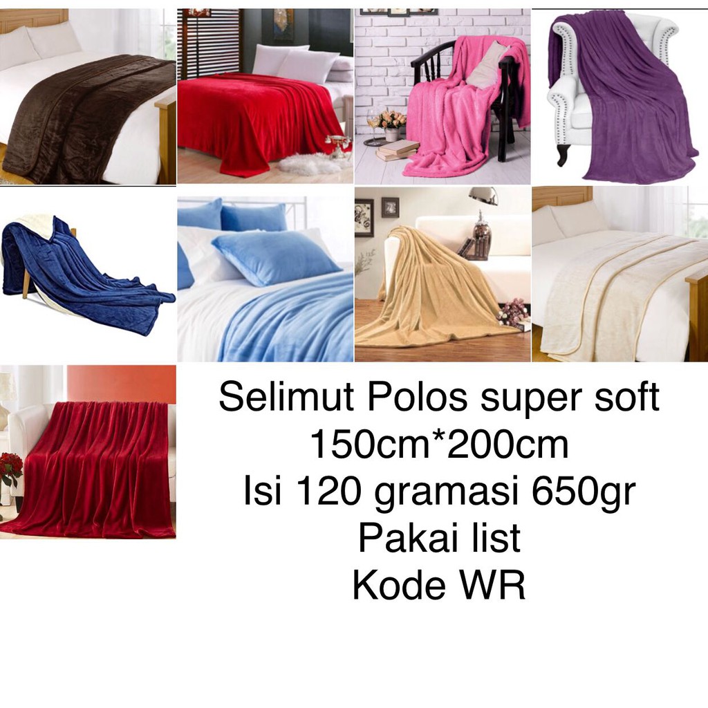 RC Selimut Bulu Dewasa Polos/Selimut  Super Soft Rosanna Rotari 150x200 cm