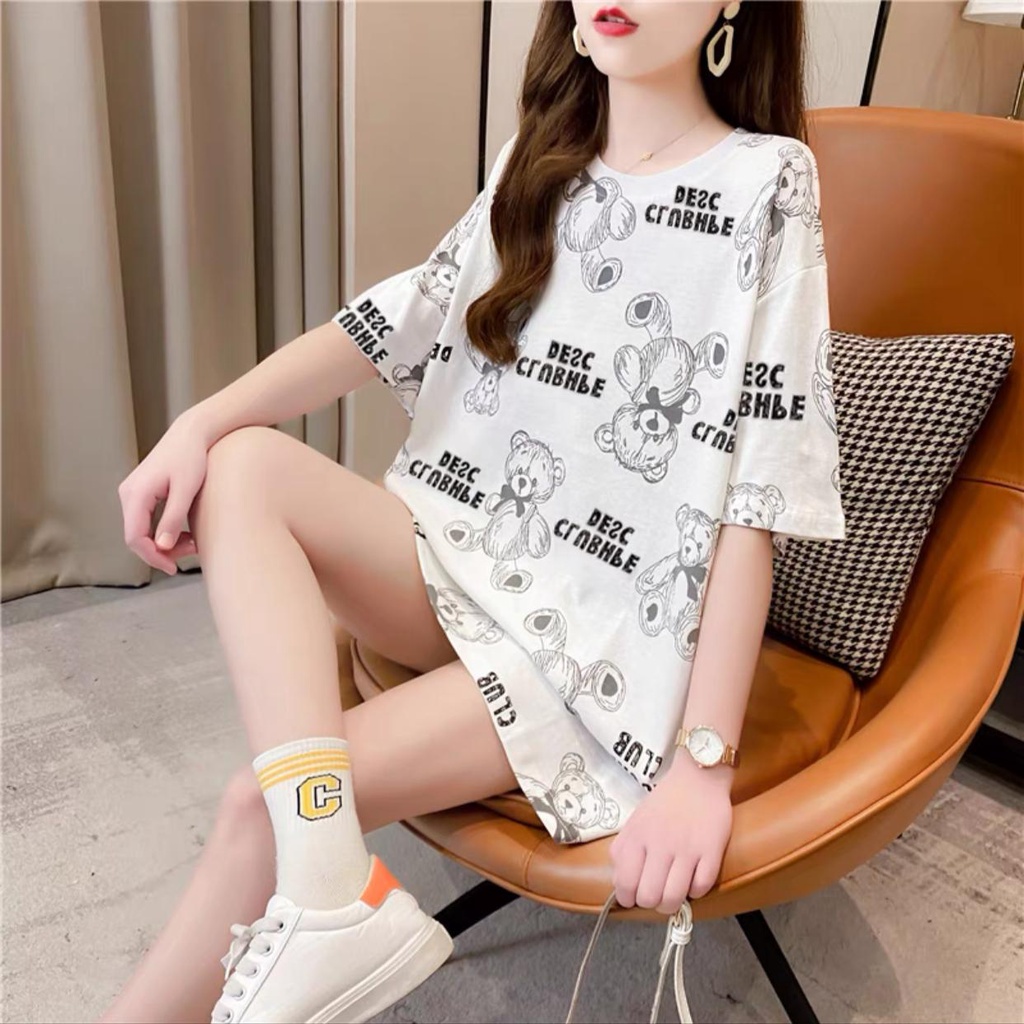 Overtee Tshirt Oversize Wanita Motif Bear Deschpe - 100% Import