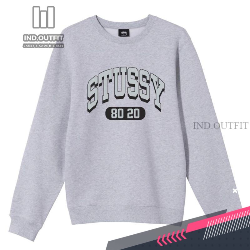 S - XXXXXL(6XL) Crewneck STUSSY 80 20 OVERSIZE Sweatshirt Sweater STuSSY 80 20 Unisex BIGSIZE JUMBO