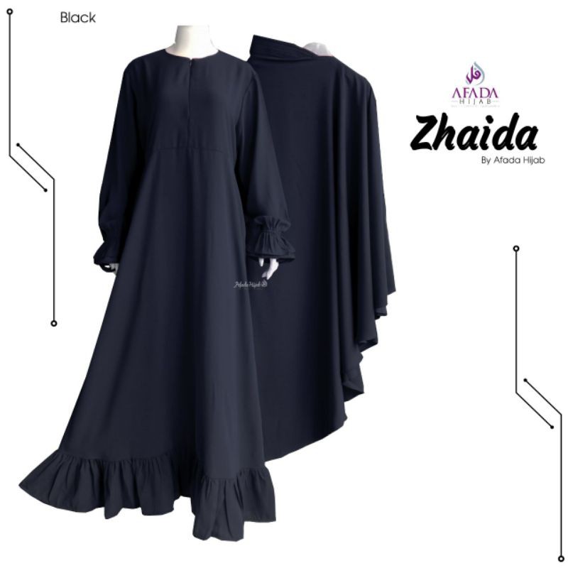 (AGEN RESMI AFADA HIJAB) ZHAIDA HITAM UK M