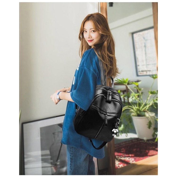 Satu7an T235 Tas Ransel Wanita Fashion Style Korea Kasual Tas Punggung Sekolah Kerja Backpack Cewek Kulit PU