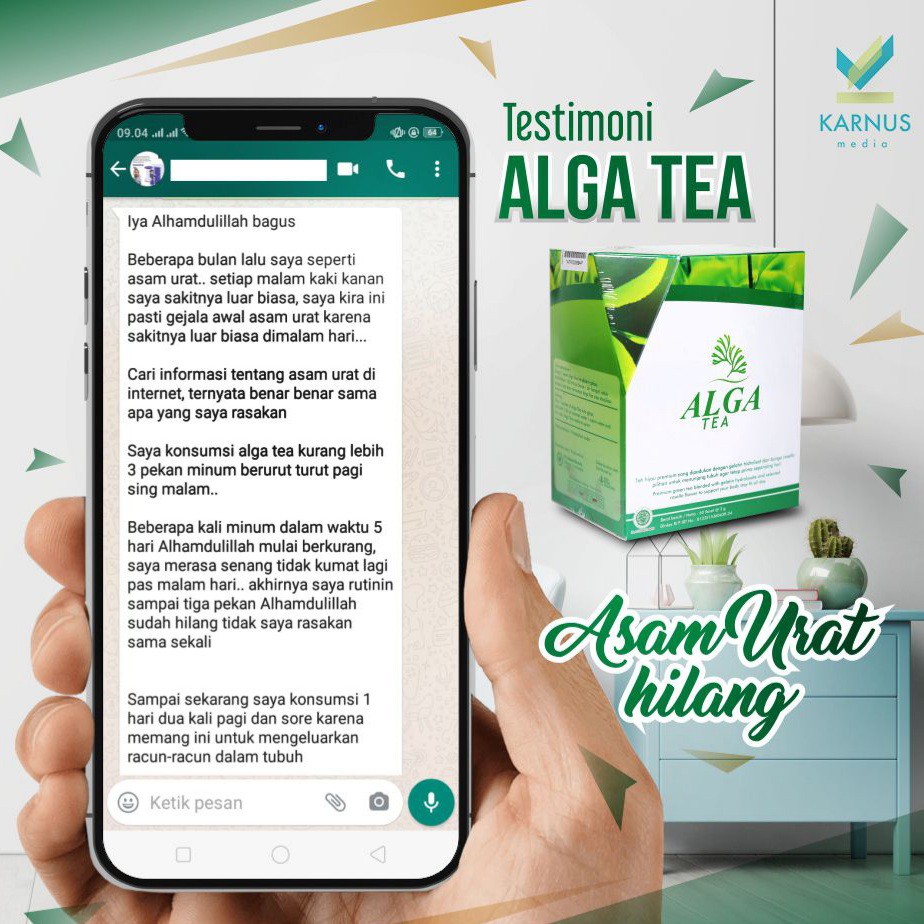 ALGA TEA Isi 60 Sachet Minuman Obat Herbal Penyembuhan Penyakit Asam Urat, Tumor dan Kanker