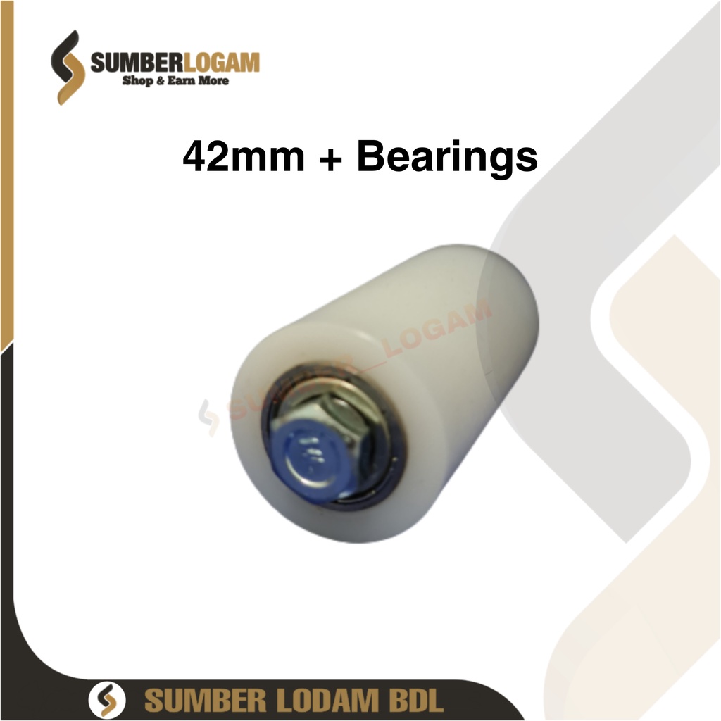 Roda Nilon 42mm + Bearings Pintu Pagar Besi / Stainless Steel