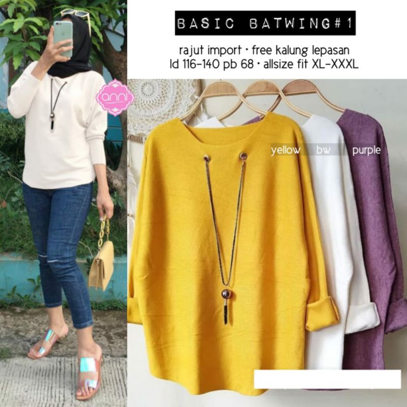 READY√√ BASIC BATWING RAJUT IMPORT HALUS BY ANNI