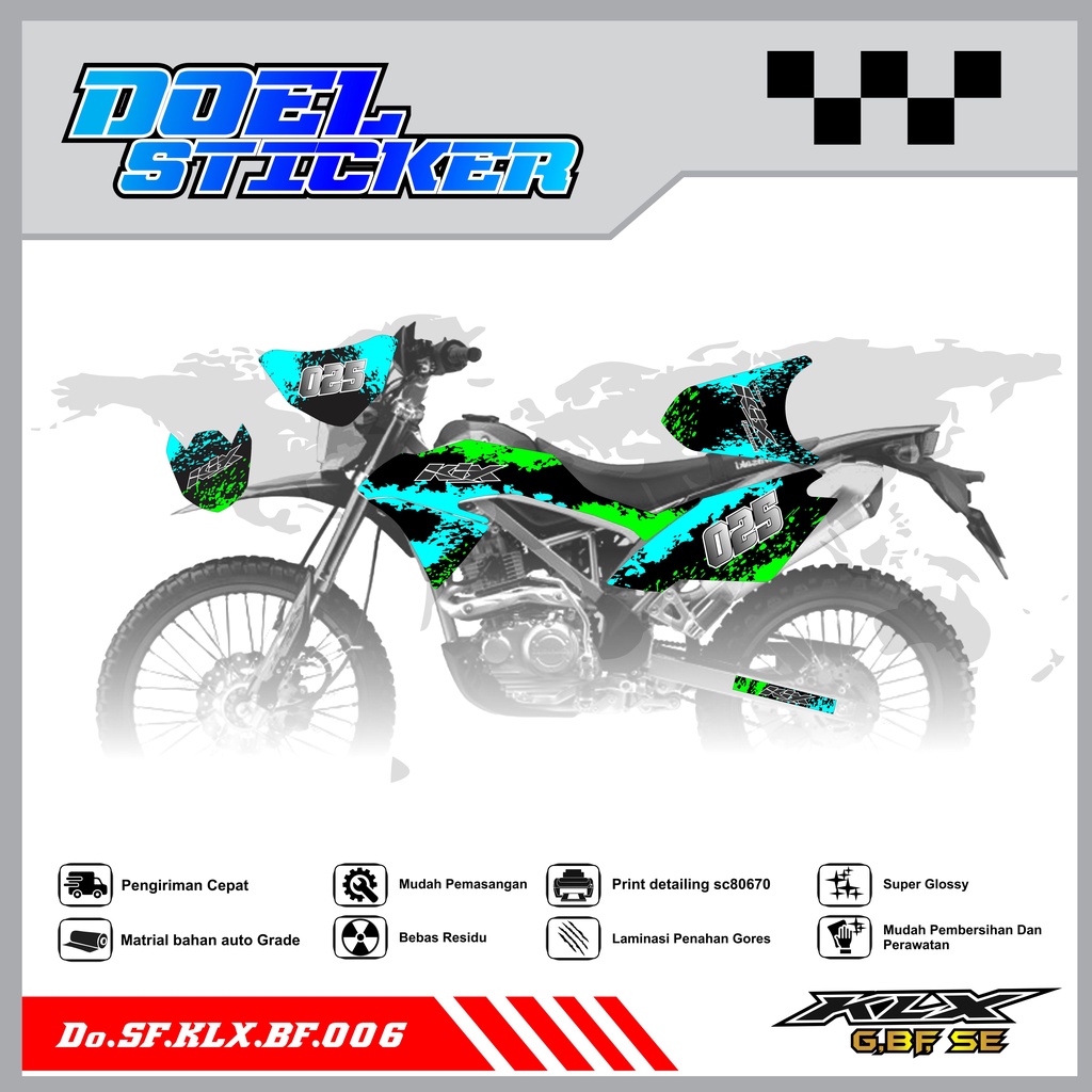 Sticker Striping Honda KLX 150 G , BF , SE Lama List Variasi Hologram , Crome Doel 006