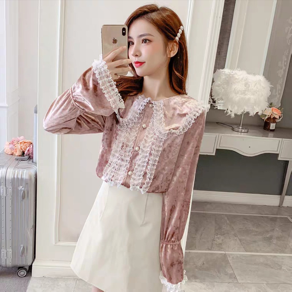 7181 GRACIA VELVET TOPS PREMIUM IMPORTIR FASHION BLOUSE TERMURAH BAJU Impor GROSIR MURAH IMPORT