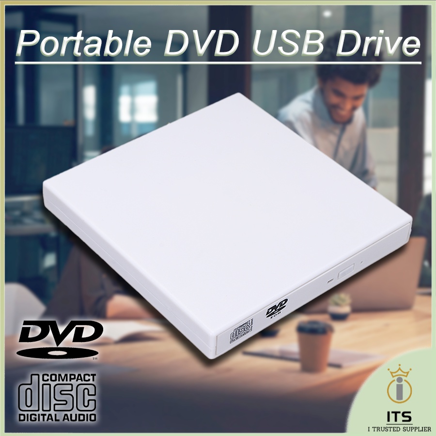 ITS CD Drive Untuk PC /Latop USB 2.0 External DVD ROM Drive Efisiensi baca tinggi Silm Portable Optical Drive Writer