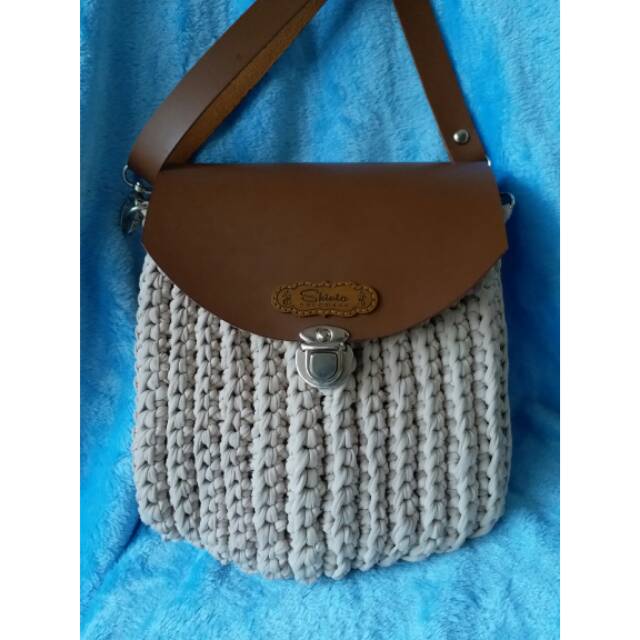 Tas Rajut benang kaos/ tyarn/ tshirt yarn.